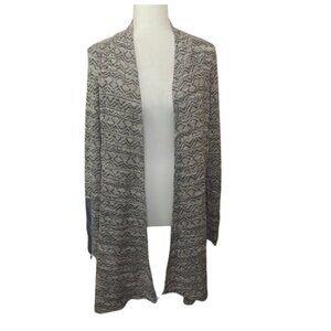 Knox Rose XXL textured open front long line neutral cardigan w/ zipper detail